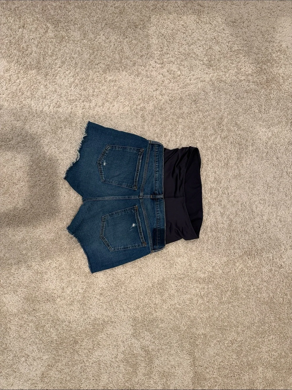 Maternity Denim Shorts with Black Stretch Panel